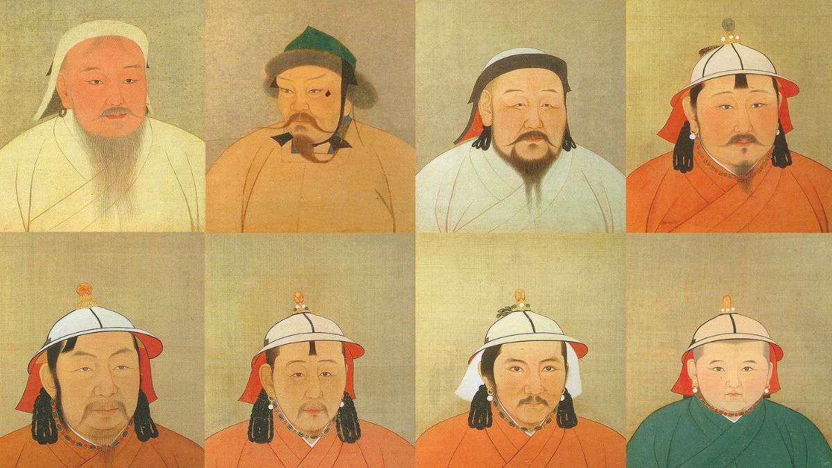 Genghis Khan and seven of his successors.