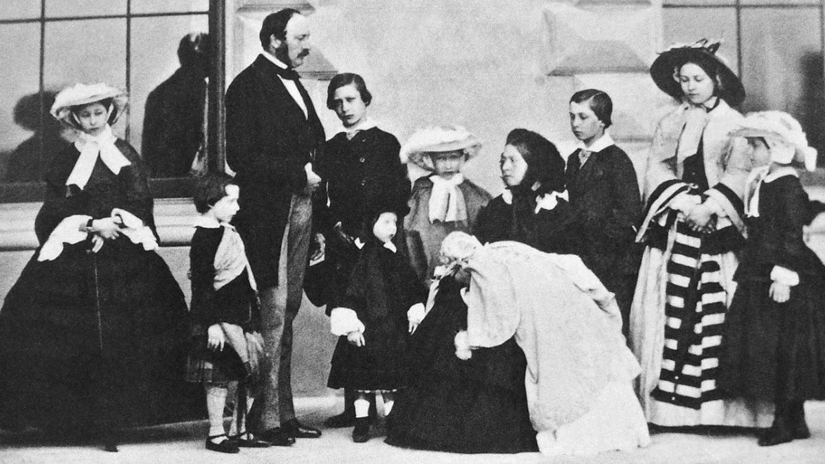 Prince Albert, Queen Victoria and their nine children.